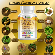 Ashwagandha Maca Tongkat Ali Fenugreek Capsules – Natural Energy, Strength & Vitality Booster (60 Capsules)